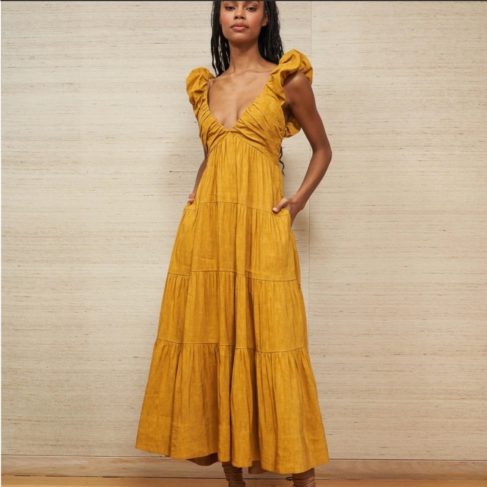 NWT LA LIGNE Anais Midi Dress in Dijon